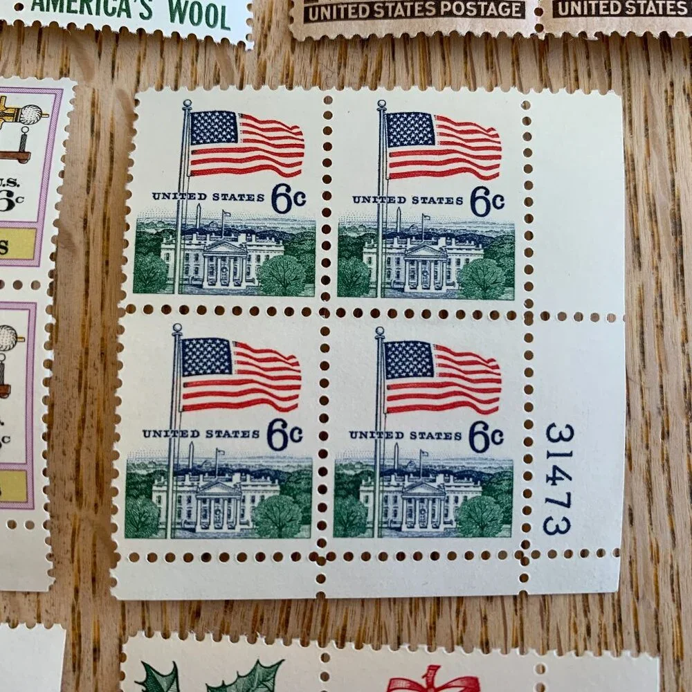 Random Lot of Vintage 3, 5, and 6 cent U.S. Postage Plate Blocks